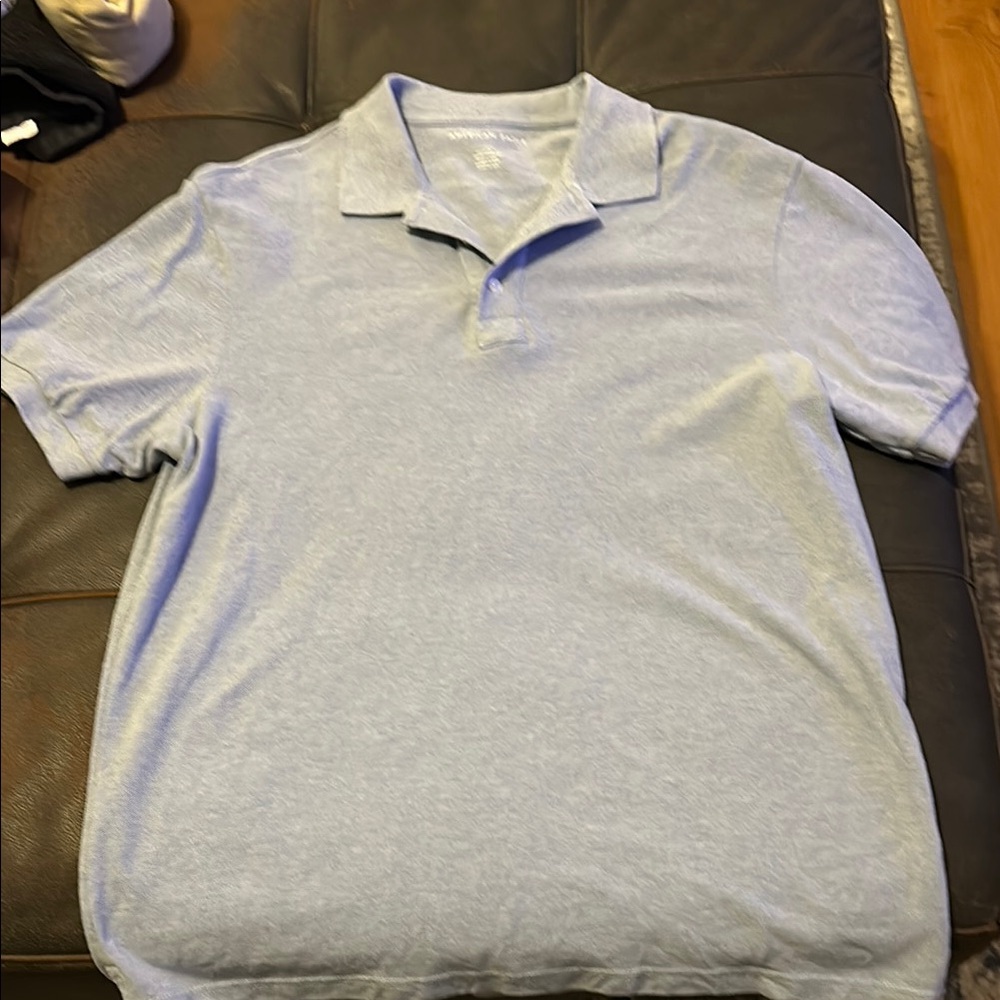 AE Men's Light Blue Heather Pique Polo Shirt